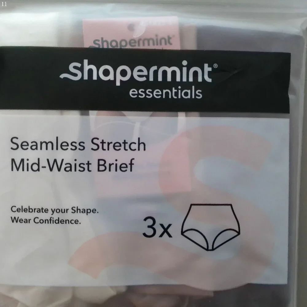 SHAPERMINT Essentials (3) Pairs Seemless Stretch Mid-Waist Brief 2X-4X 16-24